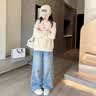 真维斯女童牛仔裤春秋2026新款儿童春装大童薄款长裤初中生女孩直筒裤子 毛巾绣牛仔直筒裤 150 【推荐体重68-80斤】 实拍图