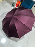 天堂 加大雨伞三折 晴雨两用商务伞经典格纹10骨大雨伞男女 暗紫红 实拍图