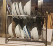 护家 沥水碗架厨房碗碟置物架不锈钢台面柜内抽屉放碗盘架窄缝收纳架 【实芯加粗钢材】双层碗碟架34.5cm 实拍图