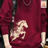 真维斯（Jeanswest）酒红色卫衣秋冬季男女同款2026新年限定马年本命年衣服泼墨马外套 实拍图