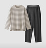 蕉内（Bananain）棉棉305H男女士睡衣睡裤纯棉情侣家居服套装春夏季长袖长裤不闷汗 【男士】暖灰条纹 2XL 实拍图