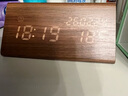 WOOD SHOW复古木质闹钟 LED静音电子钟创意床头钟客厅座钟摆件夜光时钟闹表创意北欧风电子闹钟夜光温度钟 新1610三角形【棕木白字】充电款 实拍图