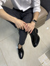老爷车（WECKER）春夏男鞋真皮男士皮鞋增高鞋子透气商务皮鞋男青中年人爸爸鞋套脚 9608黑色[平跟单鞋款] 42 实拍图
