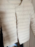鸭鸭（YAYA）佟丽娅同款轻薄羽绒服女新款冬季短款圆领内胆修身时尚薄外套男 米白色【女款无领】 S 【建议80-90斤】 实拍图