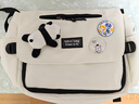 双星斜挎包男单肩包女大容量邮差包潮流初高中运动出行大学生上课包 白色【带熊猫挂件】 实拍图
