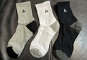 川崎（KAWASAKI）羽毛球袜跑步运动袜透气男款加厚毛巾底中袜3双装R142D黑白灰 实拍图