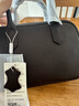 裘真【明星推荐】宽宽包植鞣牛皮休闲斜挎包手提保龄球包女 咖啡色 实拍图