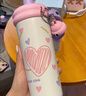 炊大皇保温杯316不锈钢高颜值女士儿童保冷吸管水杯600ml （爱心蜜糖） 实拍图
