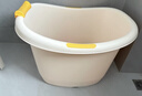 奔麦【送货到门】儿童泡澡桶沐浴桶洗澡盆宝宝洗澡桶婴儿游泳桶家用坐 【特大号】(0-15岁适用)米色 实拍图