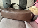 裘真【明星同款】植鞣牛皮羊皮双耳hobo单肩斜挎大容量包包女 咖啡色-(牛皮）暂不预售 实拍图