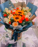 艾斯维娜鲜花速递向日葵混搭花束生日礼物全国同城配送 向日葵香槟韩式花束 实拍图