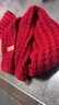百搭韩版针织毛线红色围巾女2024圣诞冬季高级感新年礼物情侣围脖 针织围巾-酒红色-1个装-保暖 1 实拍图