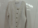 百图（betu）女装2025年秋季新款针织开衫蝴蝶纽扣装饰彩点针织外套女2509T53 米白 M 实拍图