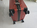 狄斯顿保罗  铝框行李箱男女新款拉杆箱万向轮拉杆箱大容量旅行箱登机密码箱 酒红色-加厚合金框【箱体可坐人】 28英寸 实拍图