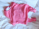 弈姿女童泳衣连体游泳衣小童三角温泉泳装 EZI18G002 粉白格 90cm 实拍图