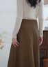 茵曼（INMAN）羊毛呢半身裙2025春秋女装新款小个子百褶A字裙子 暗咖啡 S 实拍图