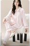 猫人睡衣女士100%纯棉带胸垫简约翻领长袖开衫可外穿家居服樱花粉L 实拍图