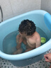 日康（rikang）泡澡桶 儿童洗澡桶婴儿游泳桶家用浴缸浴桶赠浴凳 蓝色 X1002-1 实拍图