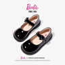 芭比儿童皮鞋单里亮面黑皮鞋女孩乐福鞋女童小皮鞋DA6057 黑色 32码 实拍图