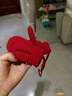 英氏（YEEHOO）儿童手套纯棉秋冬保暖宝宝挂脖手套冬天新年红手套 实拍图