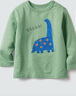 优衣库婴幼儿宝宝圆领T恤/长袖恐龙印花图案479658 53 草绿色 90 实拍图