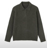 MUJI女式 羊毛混毛圈花式线POLO针织衫毛衣女装上衣25年冬季 BA1QLA5A 卡其绿 L (165/88A) 实拍图