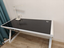 元优钢化玻璃电脑桌书桌稳固加大现代简约办公家用台式电脑桌游戏桌子 【圆角黑白】无键盘托 长140cm宽60cm高75cm 实拍图