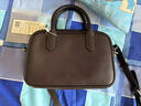 裘真【明星推荐】宽宽包植鞣牛皮休闲斜挎包手提保龄球包女 咖啡色 实拍图
