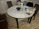 上林春天 岩板餐桌 实木餐桌椅组合现代简约伸缩折叠圆桌吃饭桌子餐厅家具 亮光雪山白黑灰【轻奢皮椅灰色】 1.35m 一桌四椅 实拍图