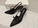 CHARLES&KEITH缎面蝴蝶结尖头高跟凉鞋女生日礼物情人节礼物送女友CK1-60361556 BLACK TEXTURED黑色纹理 37 实拍图