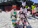 酷峰滑雪眼镜登山男女滑雪装备双层防雾柱面护目镜可戴近视滑雪镜 【高清防雾】月兔紫片（儿童款） 实拍图