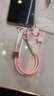 优米帕ins无语云朵星星手机挂绳腕带短款相机挂链挂件钥匙扣通用手绳 粉白手绳+英文笑脸+粉色云朵星星+T粉色 【线绳材料加固】 实拍图