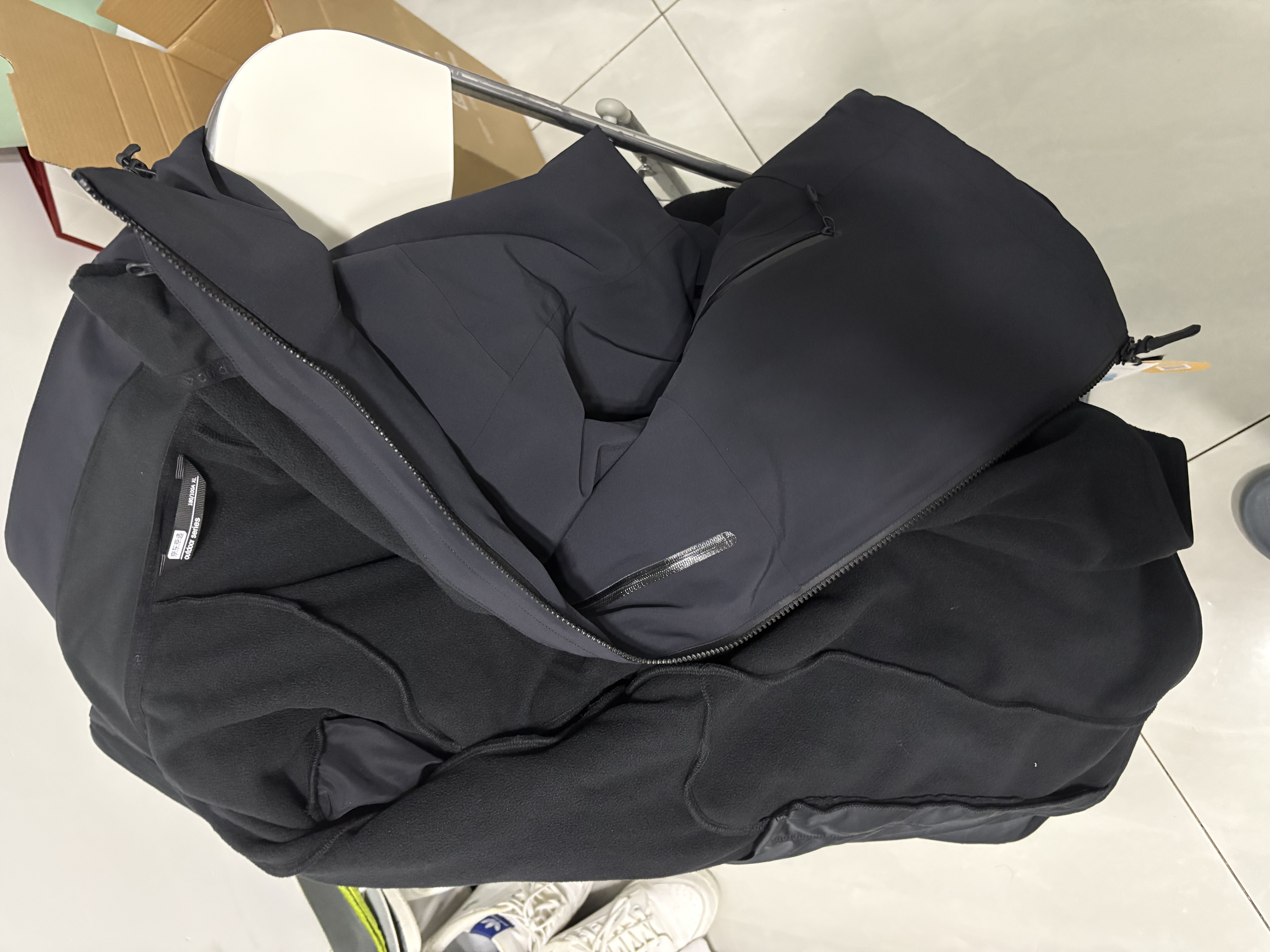 京东京造冲锋衣男三合一抓绒内胆外套夹克女秋季新款防水  黑色 XL 实拍图