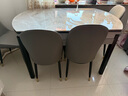 奥利克丝 亮光岩板餐桌椅组合 现代简约实木餐桌可伸缩折叠圆桌吃饭桌子 亮光意大利灰-黑灰框架轻奢皮椅 1.35米 一桌四椅【12MM加厚岩板】 实拍图