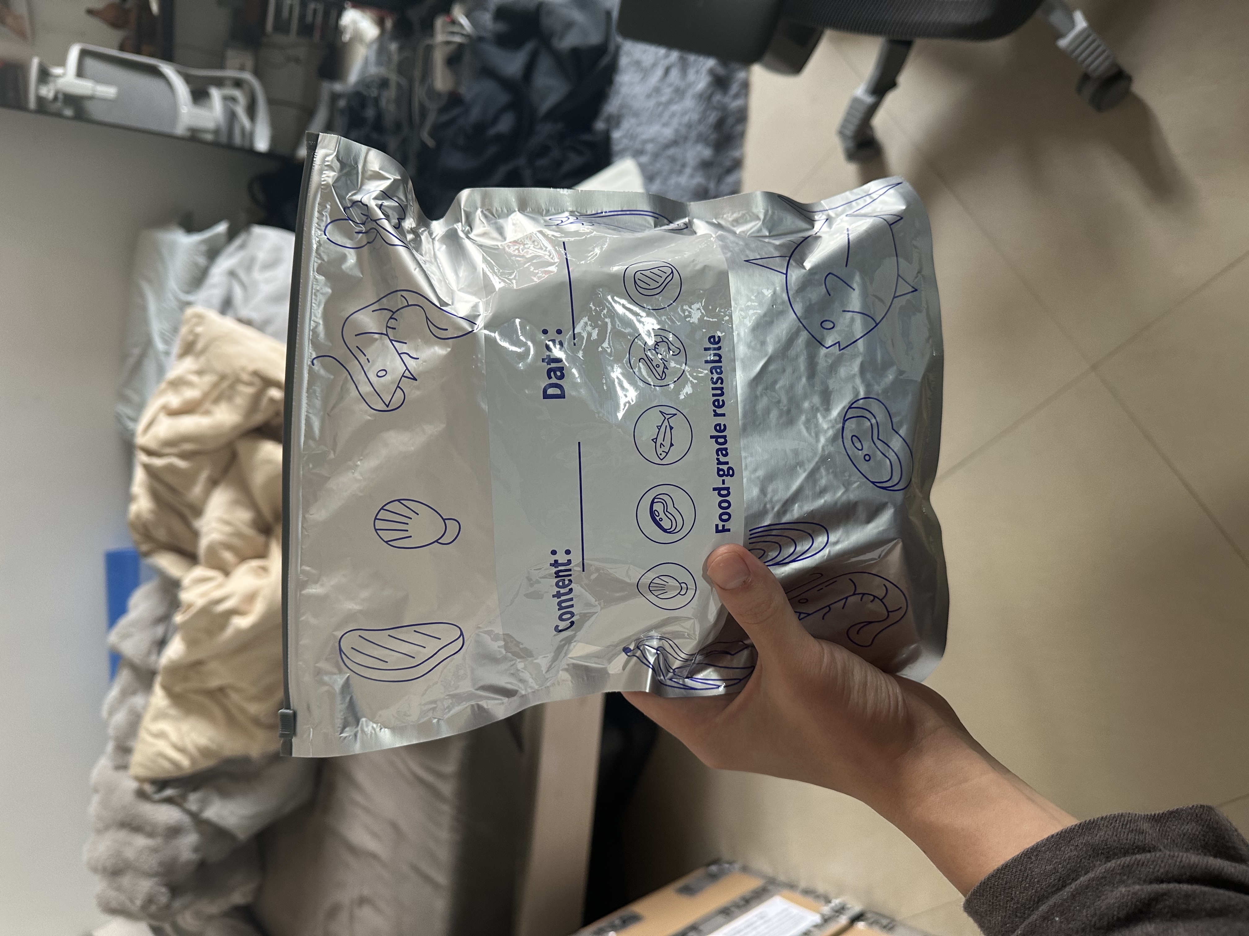 美厨（MAXCOOK）保鲜袋铝箔密封袋自封袋冰箱食品冷冻肉专用保鲜袋子10只MCPJ7713 实拍图