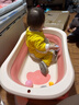 劳可里尼（NOCOLLINY）婴儿洗澡盆可折叠 儿童浴盆大号可坐可躺 宝宝洗澡桶新生儿童用品 【数显感温-送货上门】樱花粉 实拍图
