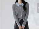 香影学院风miu系灰色针织开衫女2026春季新款绞花翻领假两件毛衣 浅灰 L 165/88A/110-125斤 实拍图
