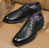 红蜻蜓真皮春夏男士高级感正装皮鞋德比鞋婚鞋内增高鞋 WTA7376 黑色40 实拍图