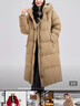 雪中飞新款女士长款连帽过膝羽绒服休闲加厚保暖时尚休闲 卡其色|7101 M 160/84A 实拍图