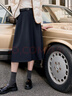 百图betu女装秋季新款半身裙简约高腰半身裙显瘦赫本裙女2309T96 深宝蓝 M 实拍图