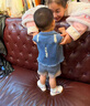 泰兰尼斯春秋学步鞋男宝宝鞋子女童婴儿鞋透气软底机能鞋白/蓝（超纤）19 实拍图