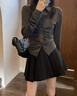 欧迪惠jk制服连衣裙女装新款2026年春季衬衫小香风百褶短裙子女衣服套装 衬衫+黑色百褶裙 M 实拍图