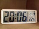 汉时（Hense）电子时钟LCD大屏桌面钟表摆放式大数字座钟台钟温度挂钟HD106白色 实拍图