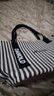 鹏境2025新款帆布手提单肩包包女时尚条纹情人节购物袋休闲通勤托特包 飘带条纹【经典黑】 实拍图