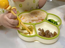 COOKSS 宝宝餐盘硅胶婴儿学吃饭分格儿童餐具辅食碗餐盘带吸盘 双拼绿 实拍图