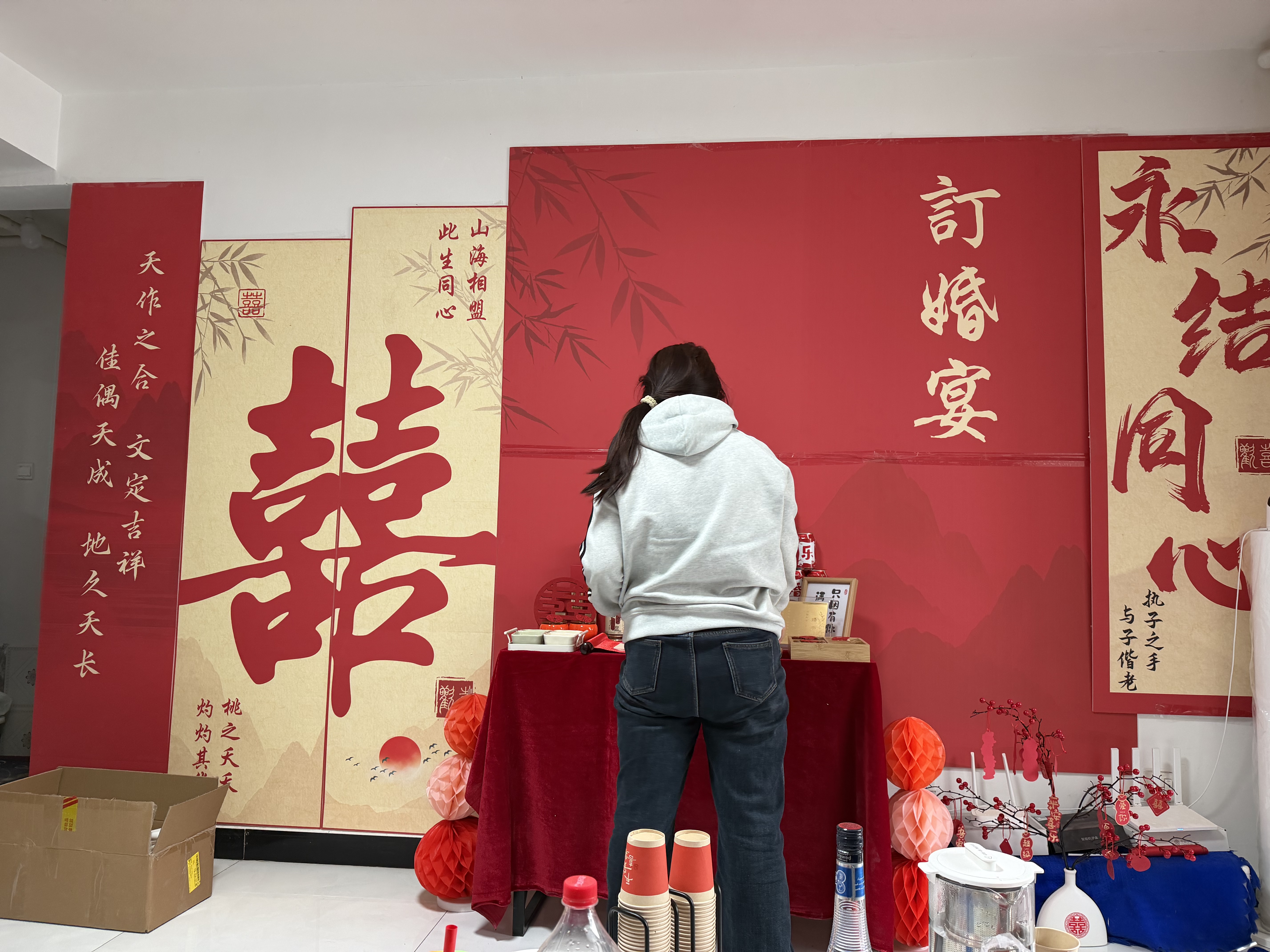 红发夹订婚布置全套2026新款背景kt板装饰婚宴摆台高级定制加大出阁墙 【次日达】2.2m高-超值摆台款-天作之合 实拍图