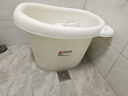 日康（rikang）泡澡桶 婴儿洗澡盆 儿童洗澡桶 浴缸浴桶赠浴凳 米色 X1001-3 实拍图