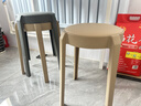 景彩凳子家用客厅塑料凳子加厚圆凳可叠放网红高凳现代简约餐桌凳DZ05 加大软包凳四把装-【两灰两咖】 实拍图