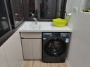 【京喜甄选】阳台洗衣柜蜂窝铝一体台盆洗衣池滚筒洗衣机柜浴室柜 卡其115CM单独下柜+双下水+抽拉水龙头【备注左右盆】 实拍图