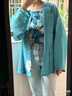 池夏【万物有灵:珠有泪】明制主腰直腰裤短衫原创改良汉服女 早秋 蓝色绣花主腰 S 实拍图